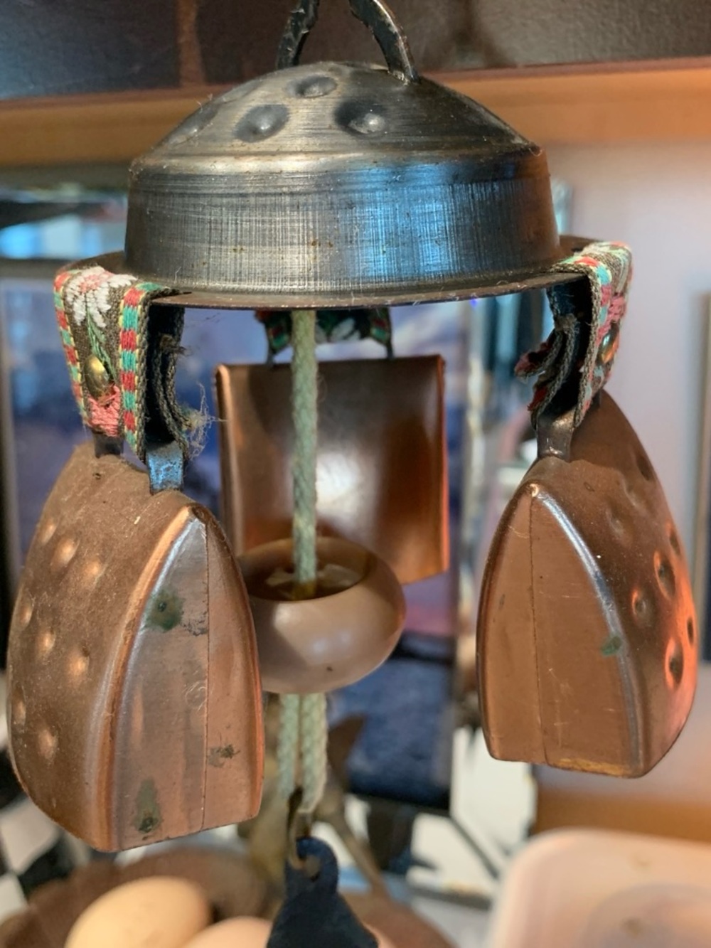 Vintage Swiss alpine cowbell wind chime by Alberto SA Mobaco